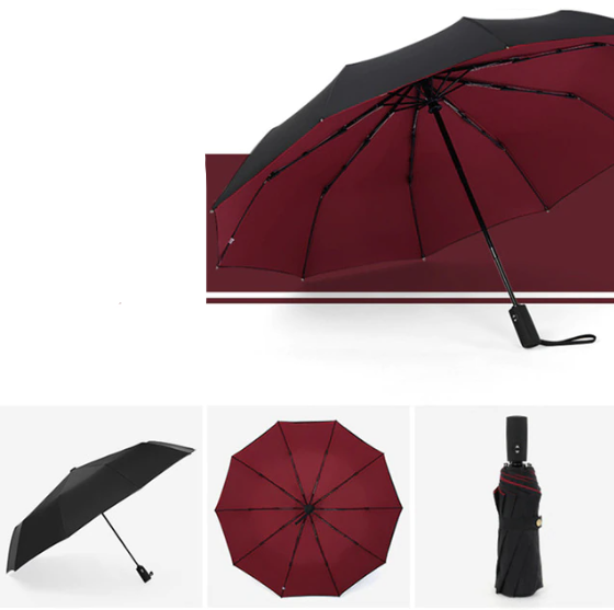 Reverse-Close Inverted Umbrella with Auto-Open Button – Wind-Resistant Double-Layer Canopy for Storm Protection – Hands-Free C-Handle