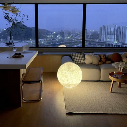 Sphere Standing Lamp with Adjustable Brightness LED | Modern Accent Light for Bedroom & Living Room Décor | Plug-In Design | Dimmable Ambien
