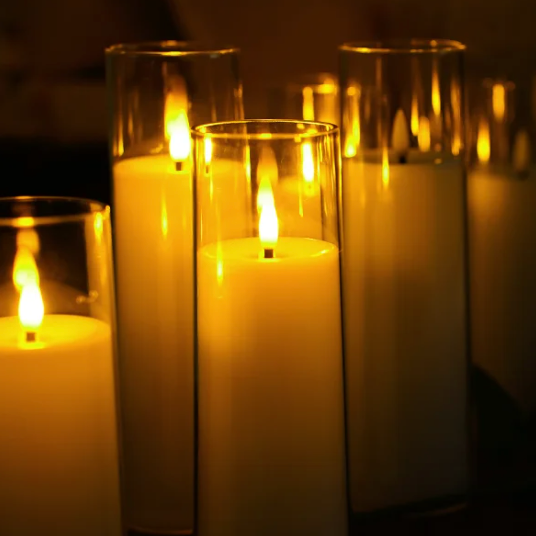 Battery-Operated LED Pillar Candles with Remote Control and Timer - 9-Piece Decorative Light Set for Living Room, Bedroom, and Dining Table