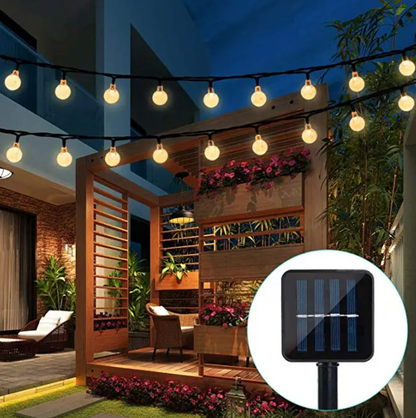 Outdoor LED String Lights Solar Powered Waterproof Decorative Yard Lighting 30 ft for Patio Garden Deck Backyard Pathway Landscape Accent
