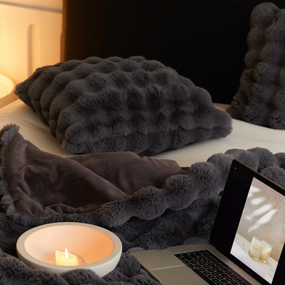 Plush Faux Fur Throw Pillow Case 18x18 or 20x20 Inch Square Cushion Cover Soft Decorative Accent for Sofa Couch Bedroom Living Room Washable