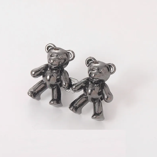 Adjustable Waist Clip Pin with Bear Design for Jeans Dresses Pants Quick Cinch No-Sew Removable Clothing Fastener Alloy