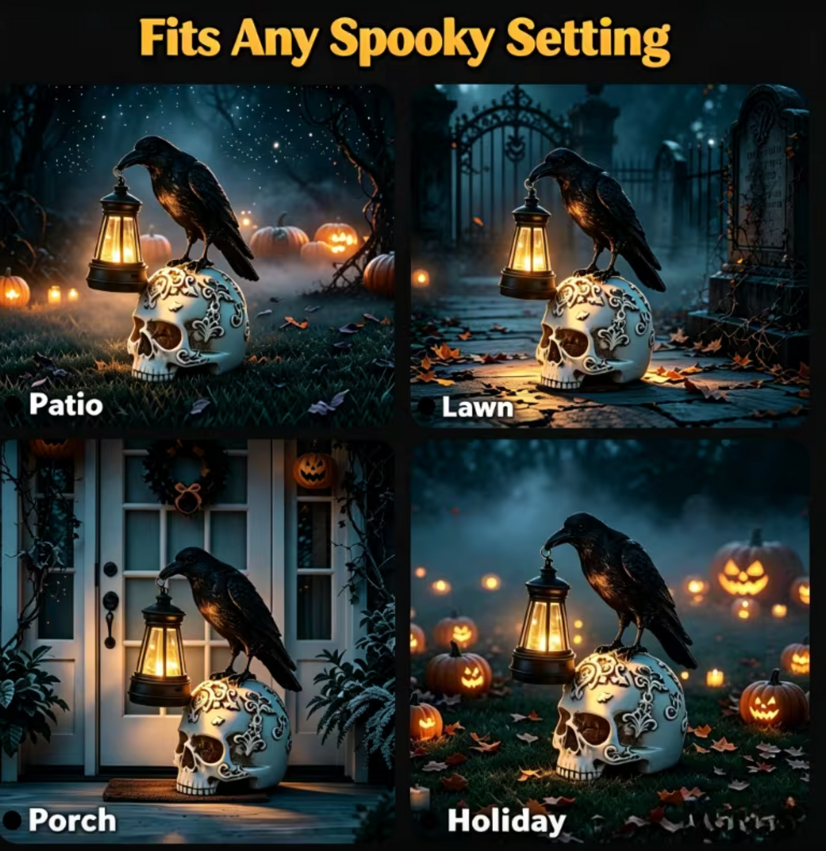 Gravewing™ – Raven Skull Lantern