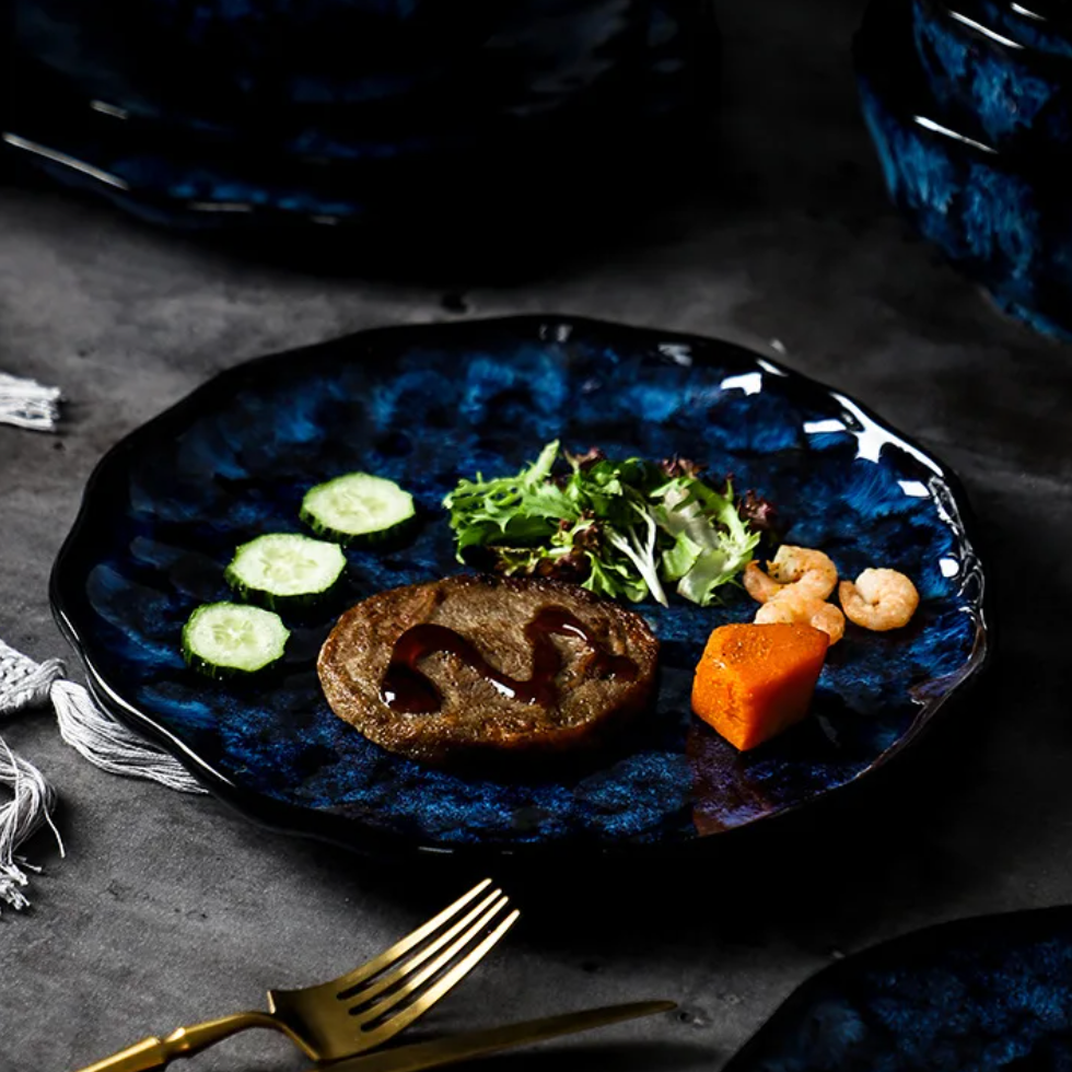 10-Piece Ceramic Dinnerware Set with Galaxy-Inspired Design for Everyday Dining & Special Occasions | Microwave & Dishwasher Safe