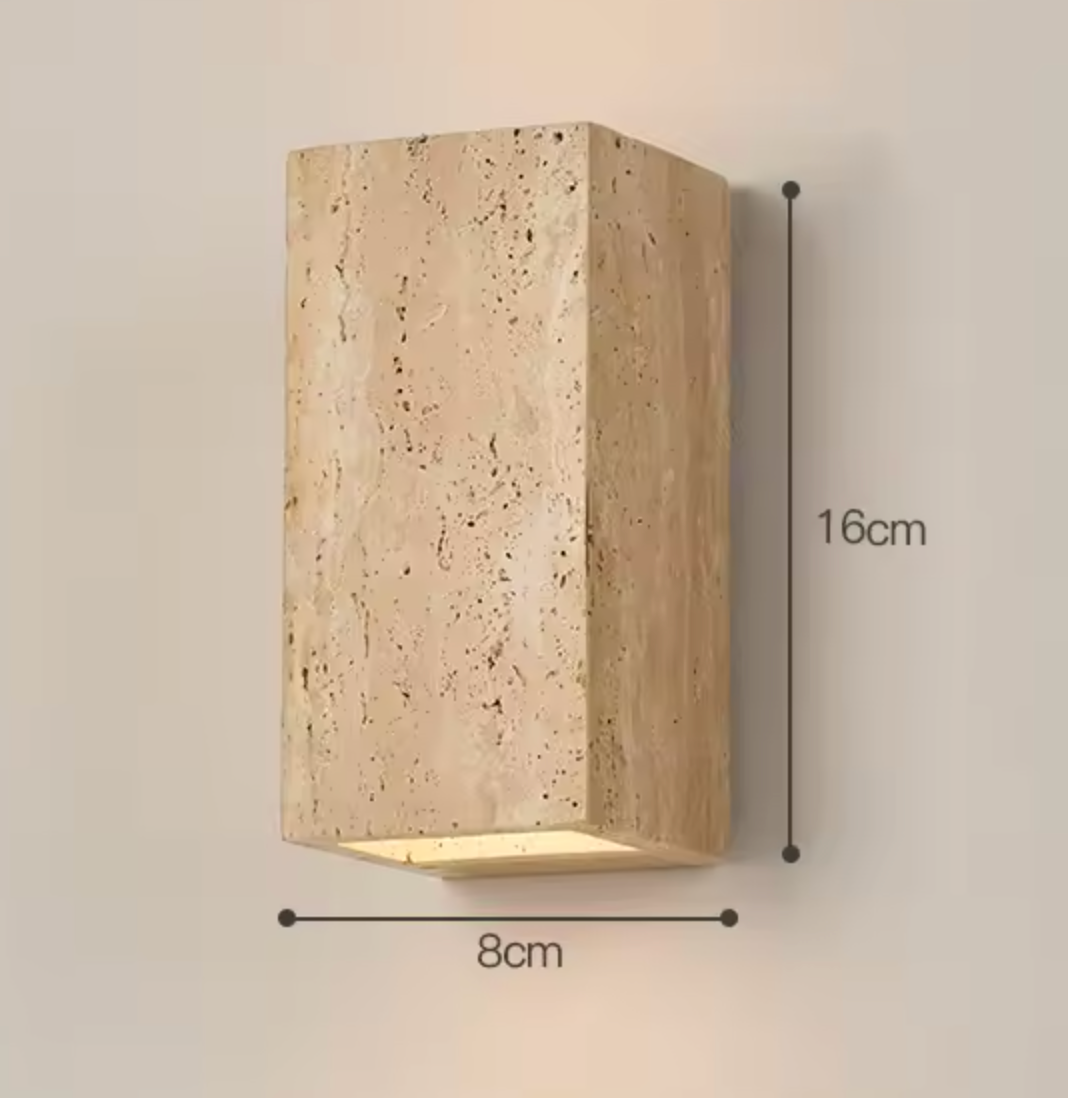 Aplique de pared de travertino natural | Diseño minimalista con luz ascendente y descendente para ambientes interiores y exteriores