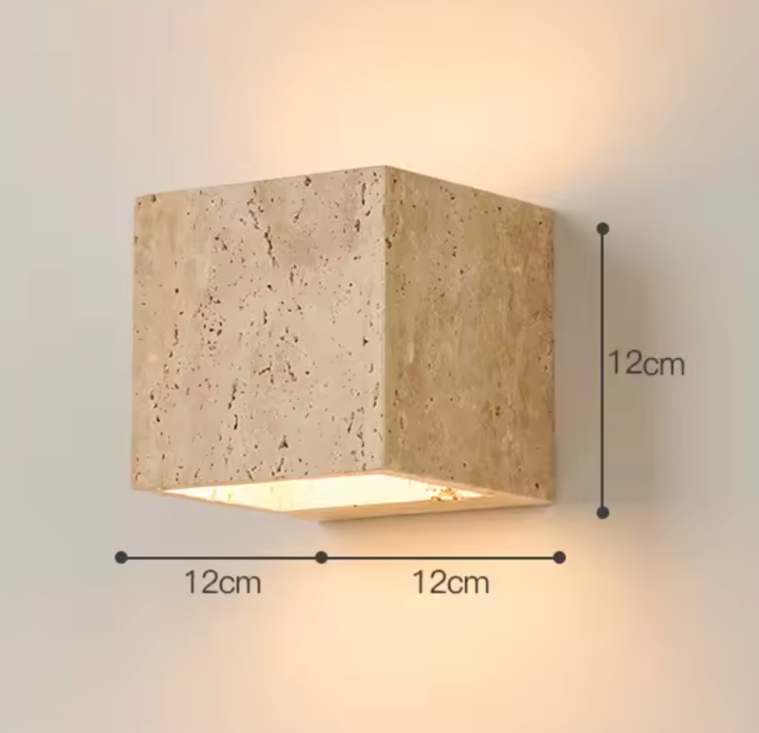 Aplique de pared de travertino natural | Diseño minimalista con luz ascendente y descendente para ambientes interiores y exteriores