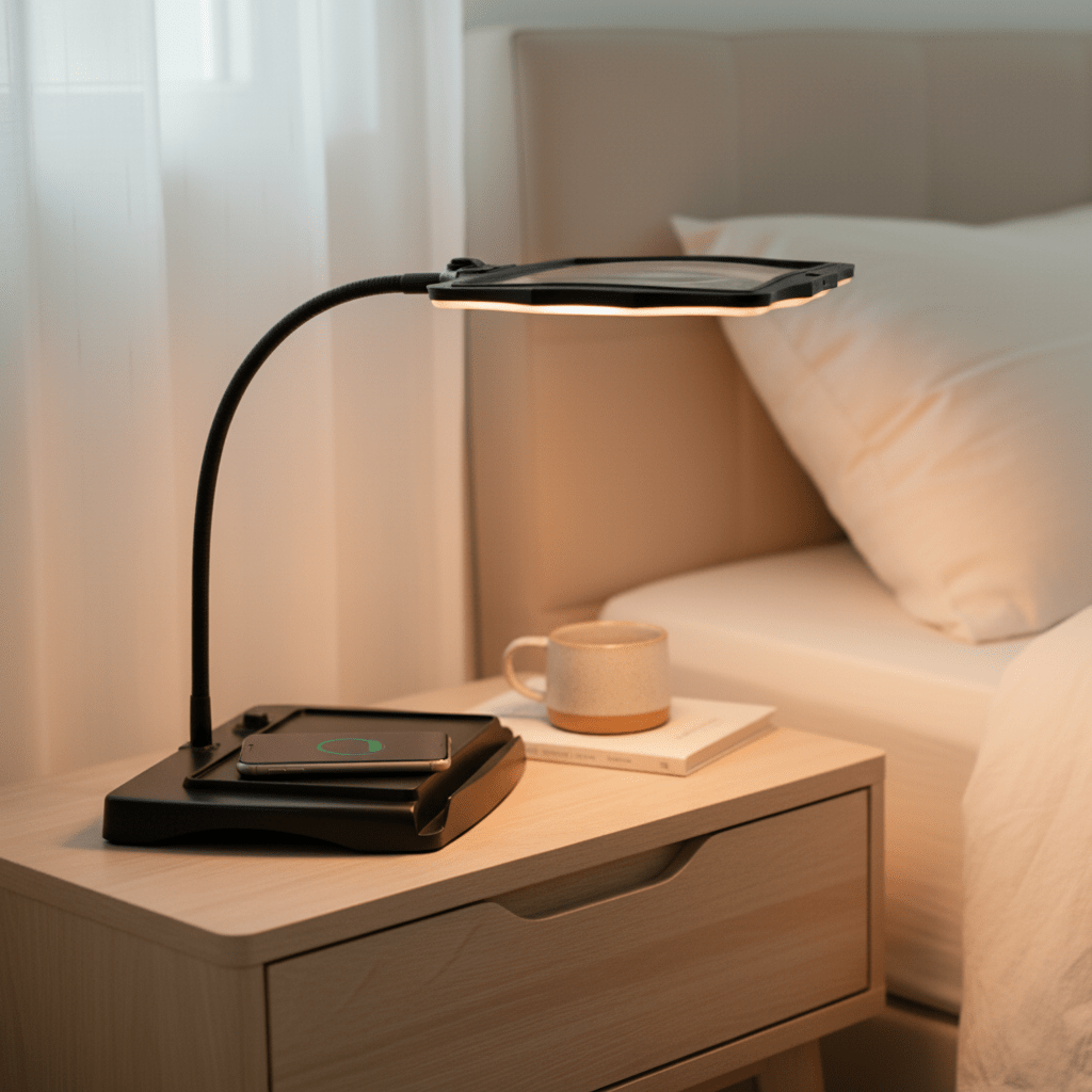 LED Task Light with 3X Magnifier and Adjustable Gooseneck Arm for Close-Up Work, Hobbies, Small Text, Electronics Repair, and Sewing Project
