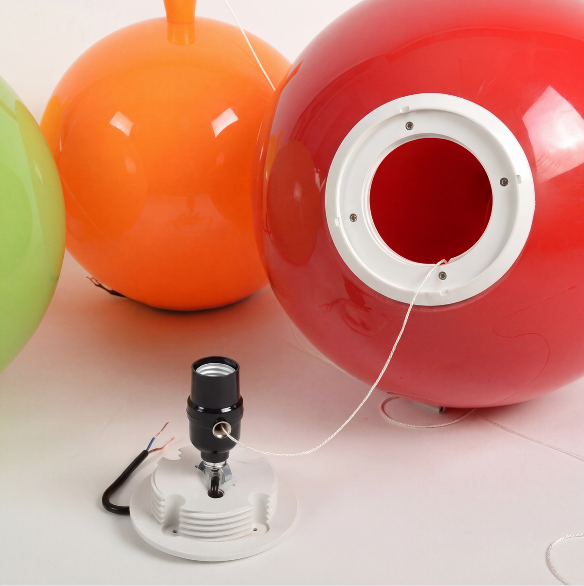 Spherical LED Wall & Ceiling Fixture with Pull Chain in Red Blue Yellow Green Orange White Small Medium Large for Bedroom Playroom Hallway K