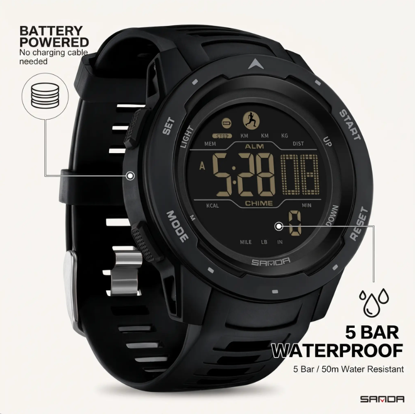 Step Tracking Sport Watch with Water Resistance for Running & Outdoor Activities