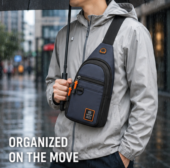 Compact Crossbody Bag with Organized Compartments & Weather-Resistant Shell for Daily Commute