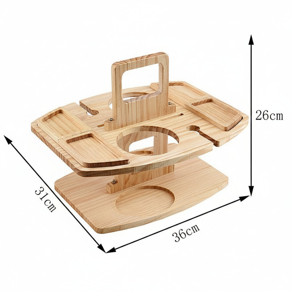VINEREST – Mesa de vino de madera para picnic con compartimentos divididos