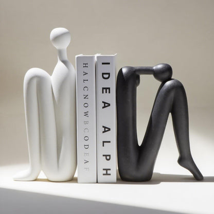 Sculptura Modern Bookends - White Porcelain, Decorative Sculptural Design