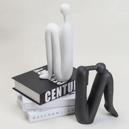 Sculptura Modern Bookends - White Porcelain, Decorative Sculptural Design