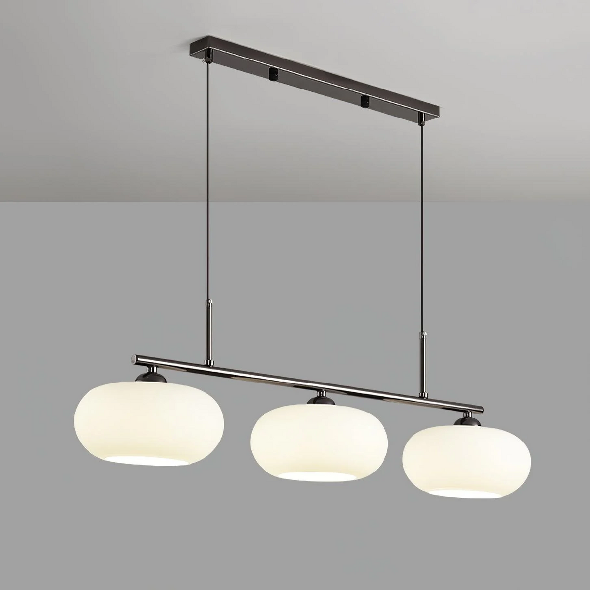 Triple Glass Shade Hanging Light 7-inch Globes Adjustable Height Silver Gold Kitchen Dining Room Ceiling Fixture for Modern Homes