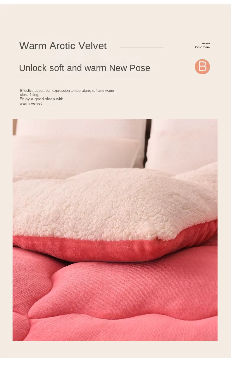 Double-Layer Flannel Fleece Winter Comforter with Wool Fill – Extra Warm Quilted Bedding for Cold Nights, Twin Full Queen King