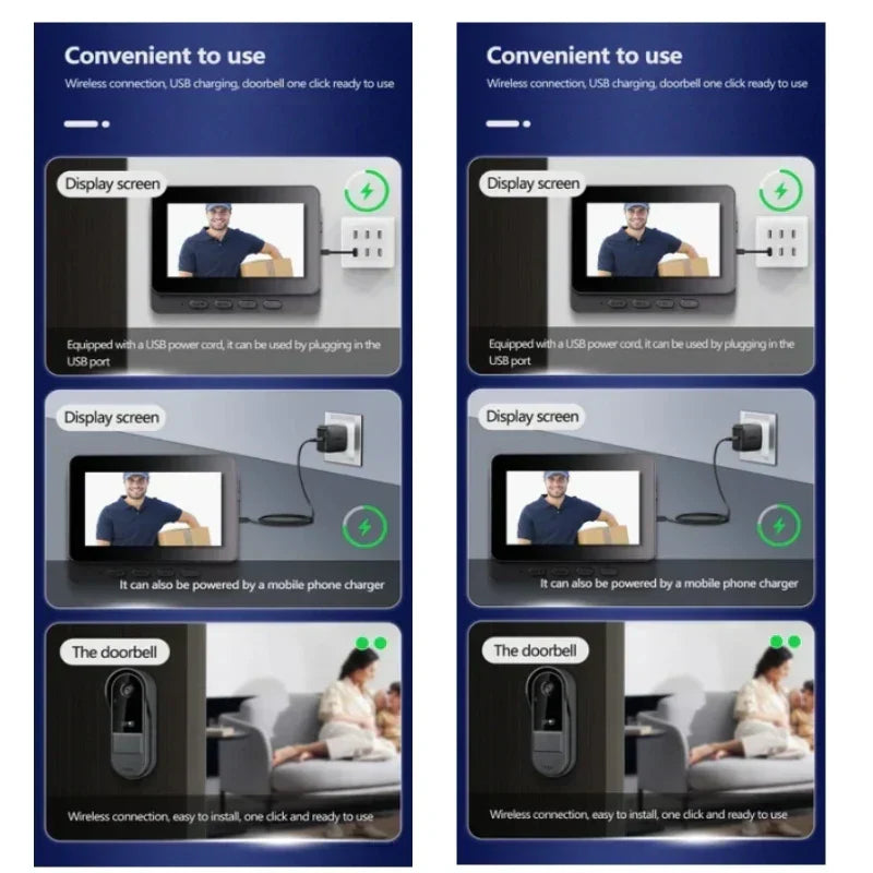 Visor de puerta inteligente con video, audio bidireccional y visión nocturna: pantalla de 4.3", batería recargable y diseño resistente a la intemperie para la seguridad de la puerta principal