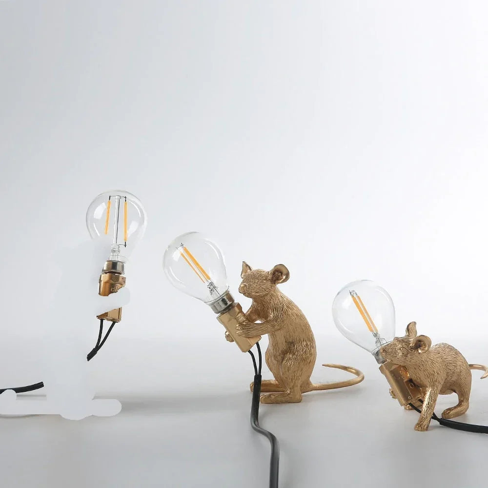 Whimsical Mouse Table Lamp with LED Light – Charming Resin Animal Décor for Bedroom, Living Room & Kids Room