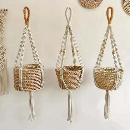 Boho Macrame Plant Hanger | Adjustable Cotton Design with Decorative Tassel | Stylish Holder for Indoor Plants