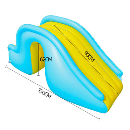 Kids Backyard Splash Ramp 71 in × 35 in Blue Yellow Poolside Water Toy Outdoor Inflatable Summer Activity for Toddlers Ages 3-8 Garden Beach
