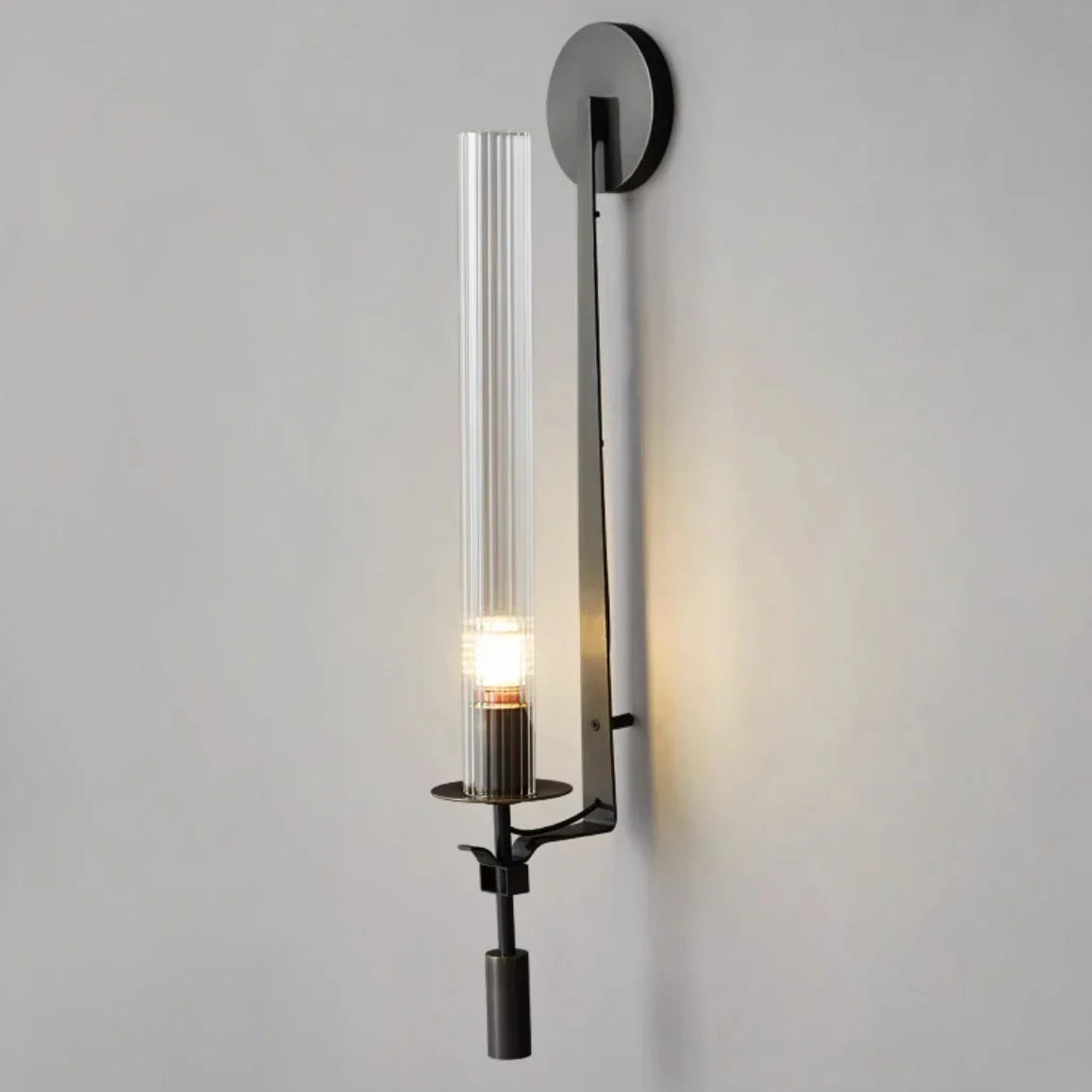 Contemporary Metal and Glass Wall Light Fixture for Bedroom Reading and Ambient Lighting