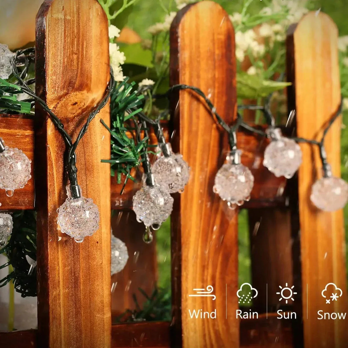 Guirnalda de luces solares de 30 pies con sensor automático de anochecer, luces LED impermeables para decoración de jardín, patio, senderos, paisajismo e iluminación exterior