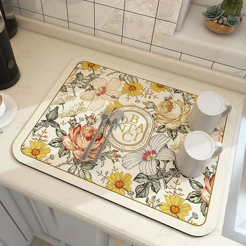 Microfiber Kitchen Mat Non-Slip Water Absorbent Runner for Sink Floor Stove Area Home 20x24 Inch Fast Dry Washable