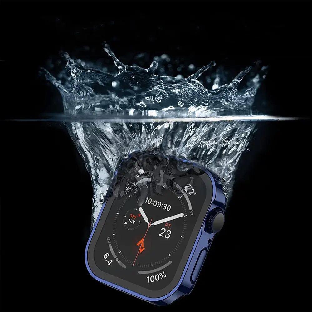 Snap-On Full-Coverage Screen & Body Shield for Apple Watch Series 4-9 – Tempered Glass & PC Armor