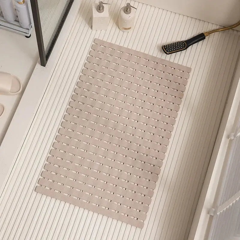 Textured Silicone Shower Mat with Suction Grip | Anti-Slip Bathroom Floor Cover for Tubs and Stalls | Drainage Design for Safety