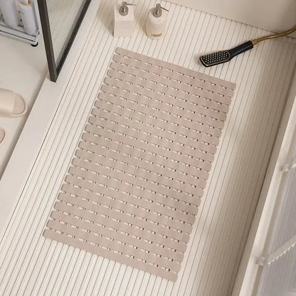 Textured Silicone Shower Mat with Suction Grip | Anti-Slip Bathroom Floor Cover for Tubs and Stalls | Drainage Design for Safety