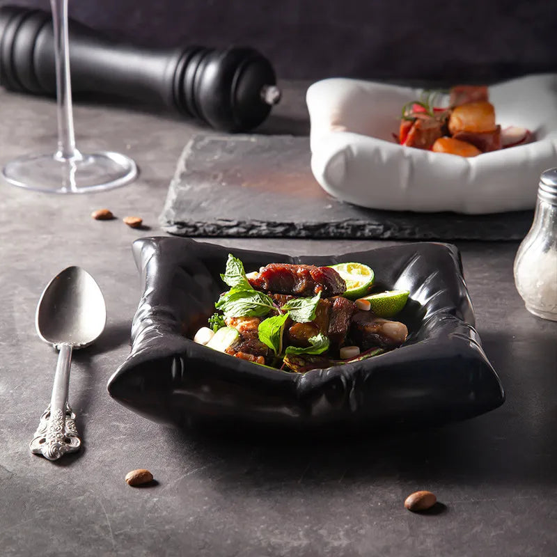 Cloud-Shaped Porcelain Serving Bowl for Soup, Salad, Pasta – Translucent Ceramic Dinnerware for Kitchen, Dining Room, Everyday Meals