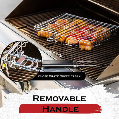 Grillaro | Foldable Grill Basket for Veggies & Fish with Non-Stick Coating | Perfect for BBQ and Easy Cleanup
