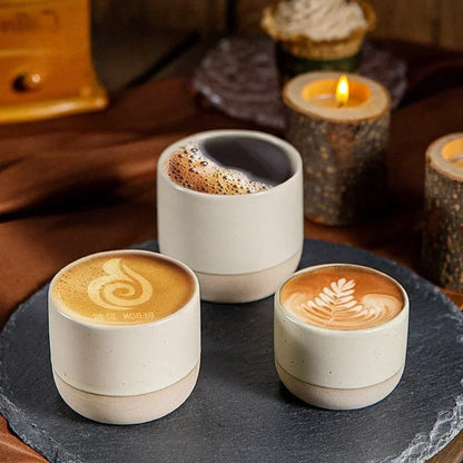 Handcrafted Stoneware Mug 8 fl oz Warm Beige Artisan Cup for Coffee Tea Espresso Daily Use Kitchen Drinkware Rustic Texture Small Batch Pott