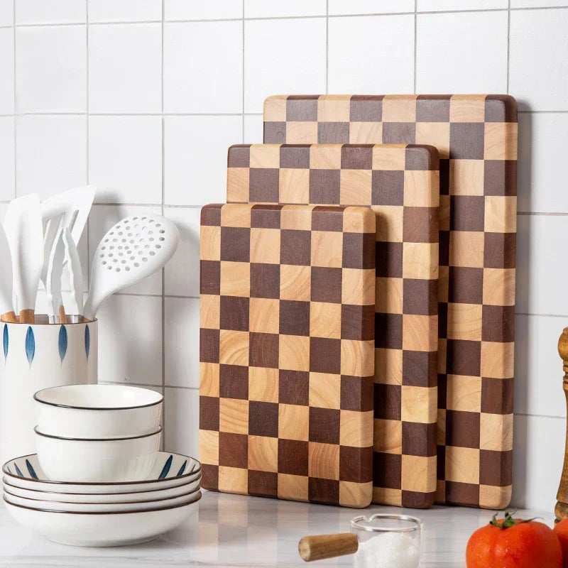 Acacia Wood Chopping Block Non-Slip Grip Natural Finish Kitchen Prep Board Serving Platter Countertop Carving Surface for Vegetables Cheese