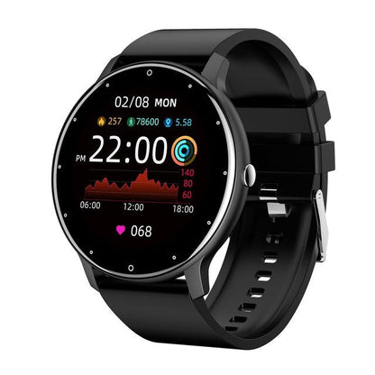 Reloj inteligente de fitness ultra delgado con monitor de frecuencia cardíaca, seguimiento del sueño y resistencia al agua IP67 para iPhone y Android – Pantalla táctil completa