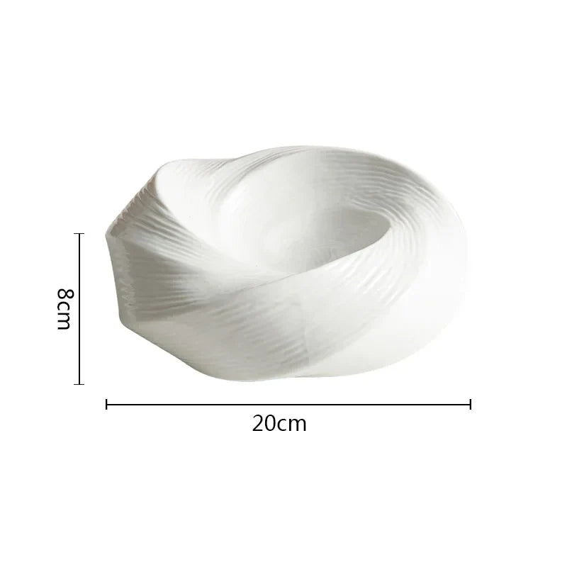 Spiral Ceramic Serving Bowl for Salad Soup Pasta Noodles Kitchen Dining Table Porcelain Dishwasher Safe 8 9 inch