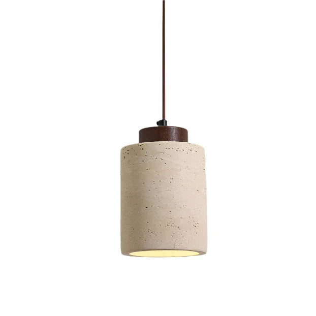Natural Stone Hanging Lamp 6.5 Inch Travertine Shade Soft Warm Glow Overhead Fixture Bedroom Bedside Accent Nordic Minimalist Design