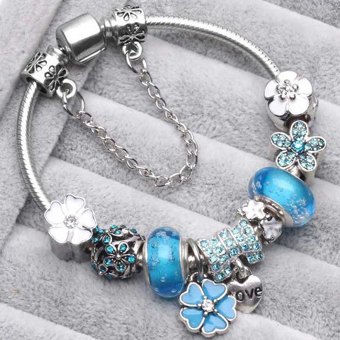 Elegancia Natural | Pulsera con dijes para mujer con ajuste regulable | Elegante diseño de flor de durazno para cualquier ocasión
