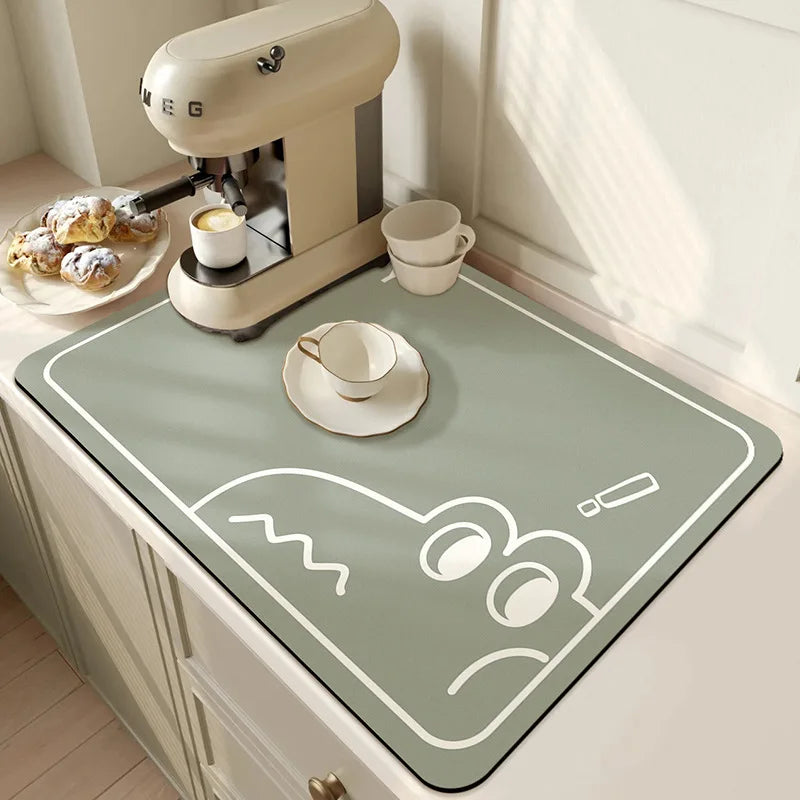 Sink Area Floor Runner 20×24 inch Green Microfiber Ultra-Absorbent Quick-Dry Anti-Slip Backing Machine Washable for Kitchen Dishwasher Cookt