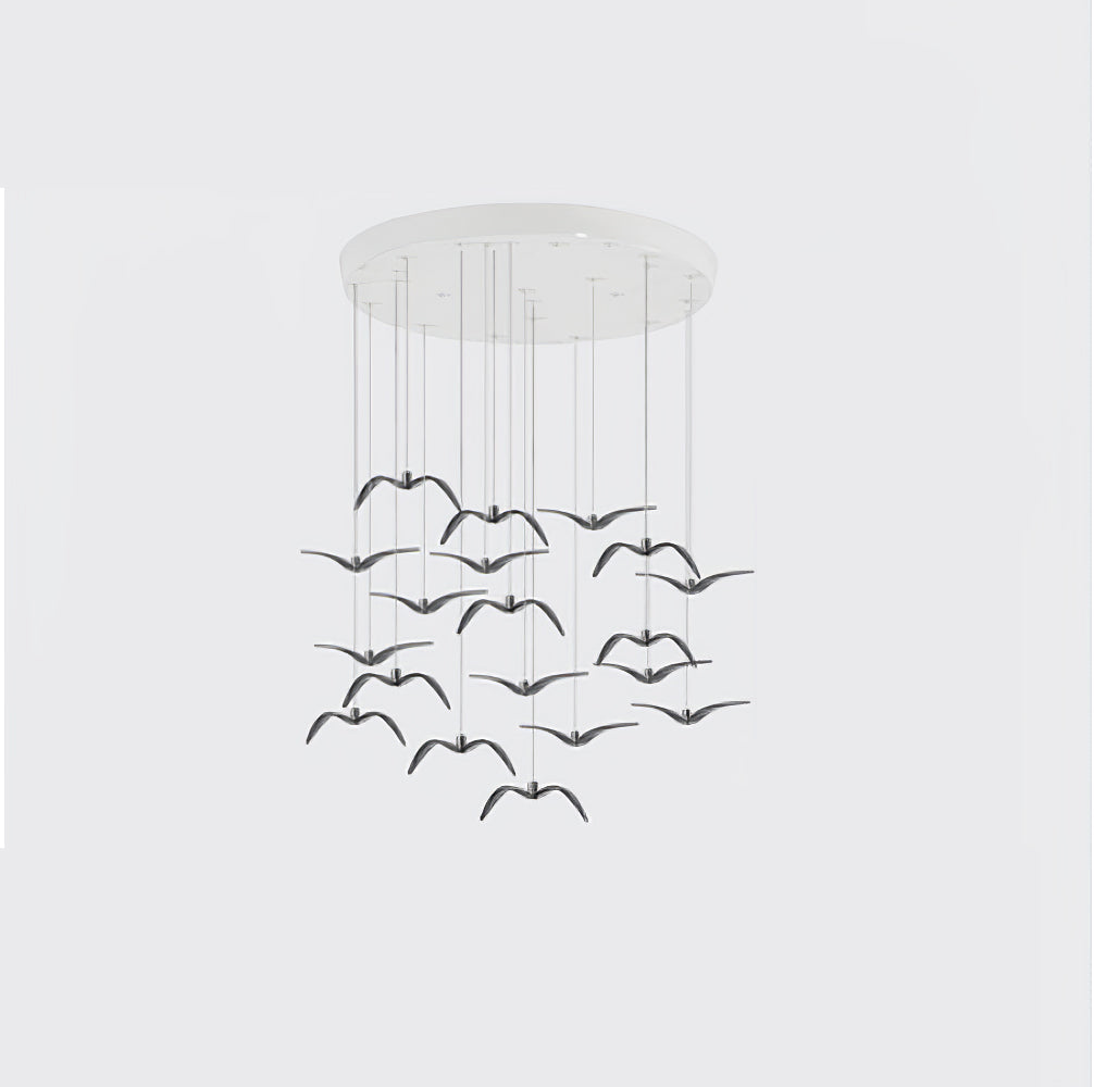 Sculptural Bird Ceiling Fixture with Adjustable Height LED Hardwired Suspension for Kitchen Islands Dining Tables Living Spaces in White or
