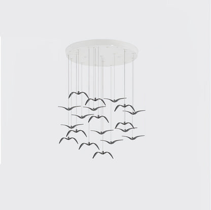 Sculptural Bird Ceiling Fixture with Adjustable Height LED Hardwired Suspension for Kitchen Islands Dining Tables Living Spaces in White or