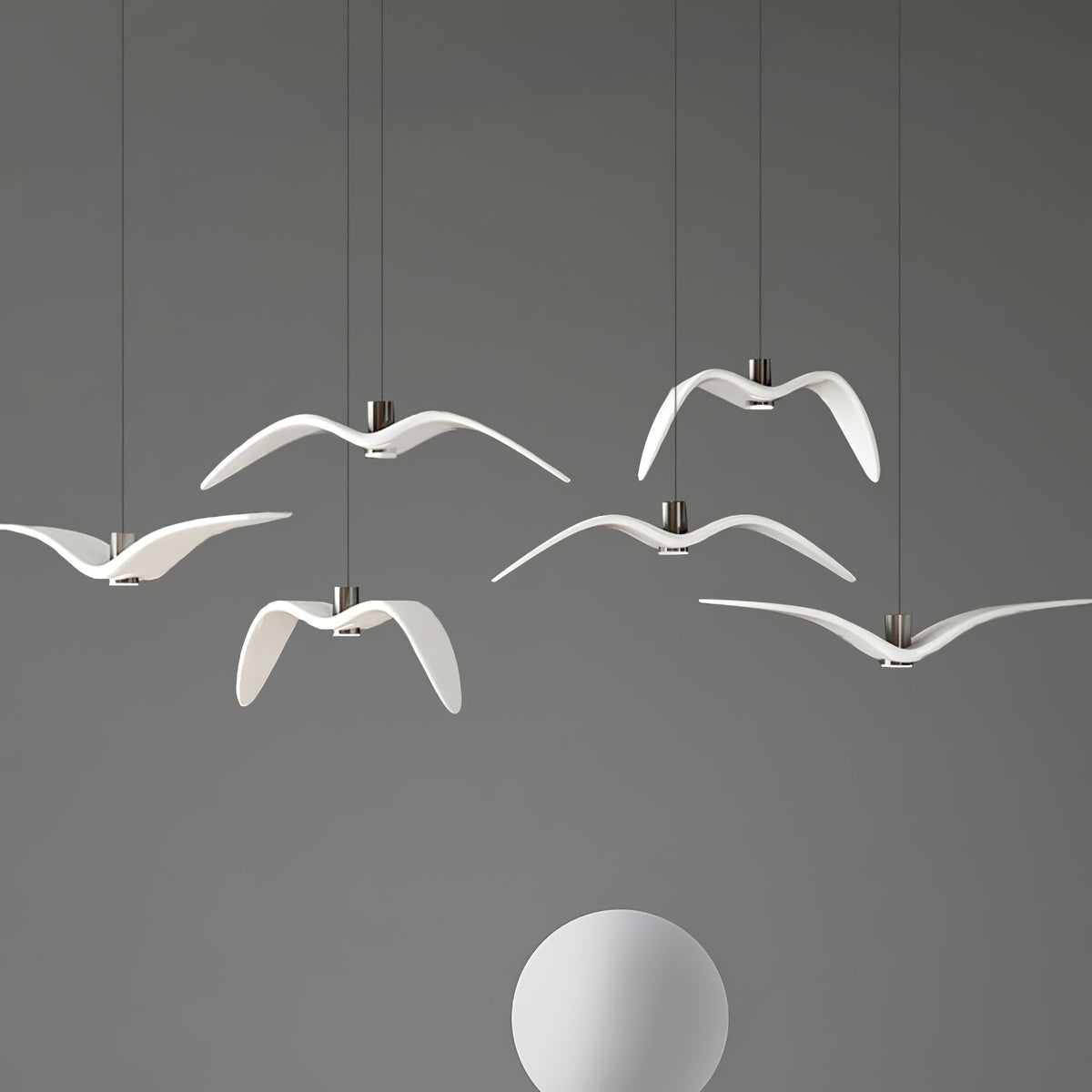 Sculptural Bird Ceiling Fixture with Adjustable Height LED Hardwired Suspension for Kitchen Islands Dining Tables Living Spaces in White or