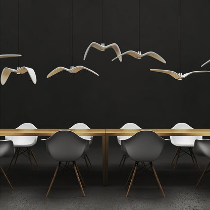 Sculptural Bird Ceiling Fixture with Adjustable Height LED Hardwired Suspension for Kitchen Islands Dining Tables Living Spaces in White or