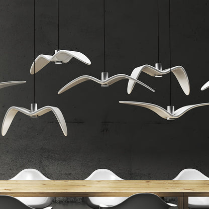 Sculptural Bird Ceiling Fixture with Adjustable Height LED Hardwired Suspension for Kitchen Islands Dining Tables Living Spaces in White or