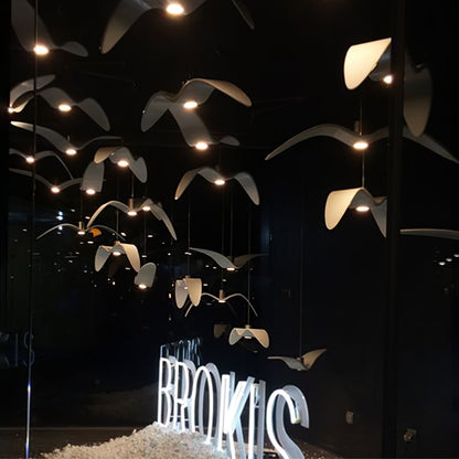 Sculptural Bird Ceiling Fixture with Adjustable Height LED Hardwired Suspension for Kitchen Islands Dining Tables Living Spaces in White or
