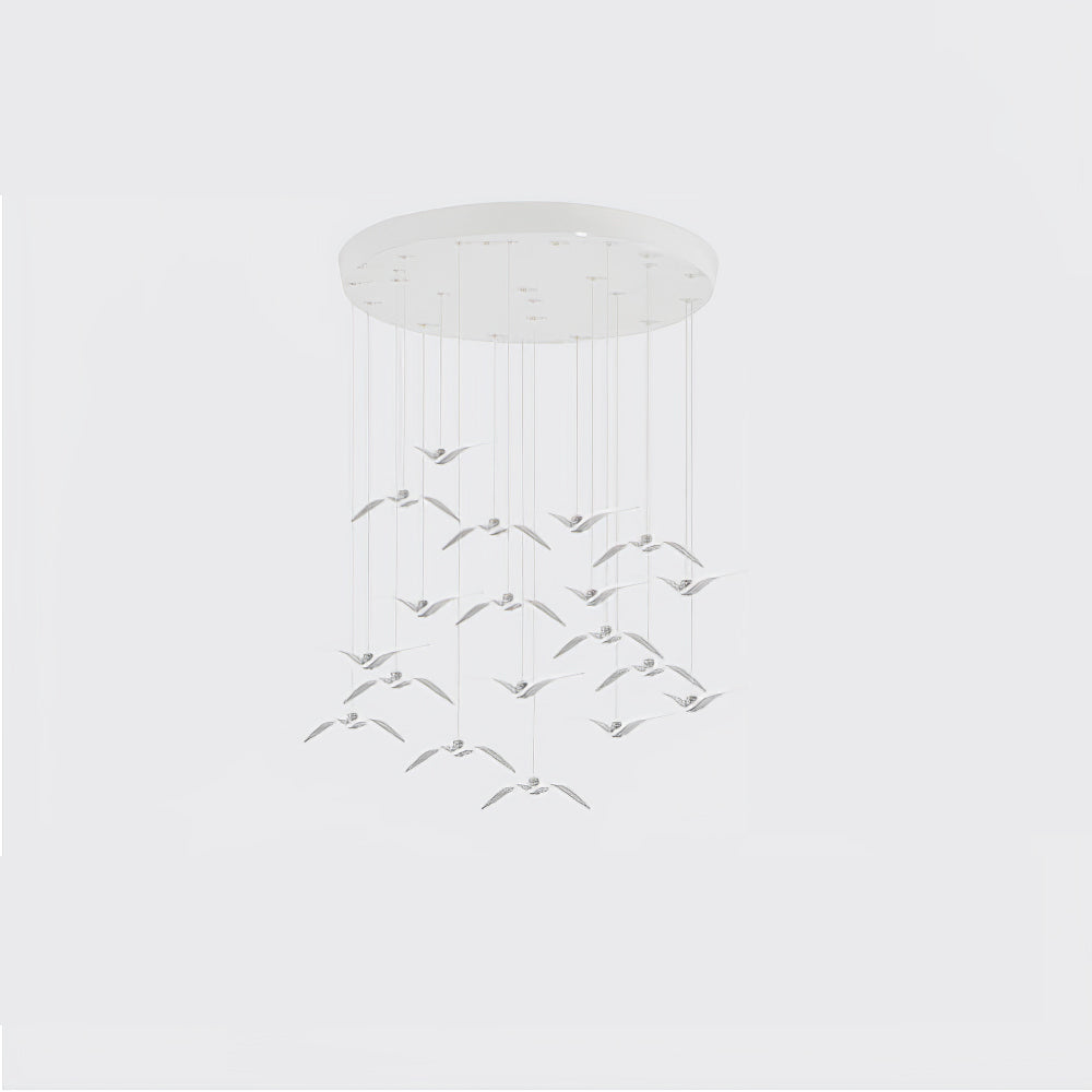 Sculptural Bird Ceiling Fixture with Adjustable Height LED Hardwired Suspension for Kitchen Islands Dining Tables Living Spaces in White or