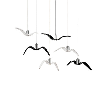 Sculptural Bird Ceiling Fixture with Adjustable Height LED Hardwired Suspension for Kitchen Islands Dining Tables Living Spaces in White or