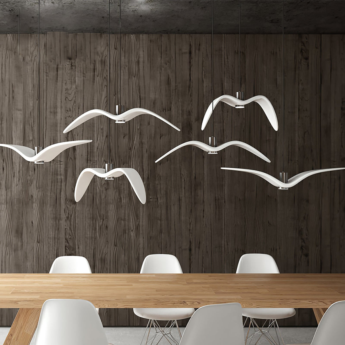 Sculptural Bird Ceiling Fixture with Adjustable Height LED Hardwired Suspension for Kitchen Islands Dining Tables Living Spaces in White or