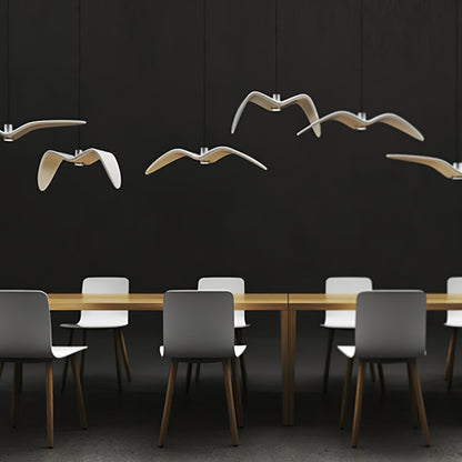 Sculptural Bird Ceiling Fixture with Adjustable Height LED Hardwired Suspension for Kitchen Islands Dining Tables Living Spaces in White or