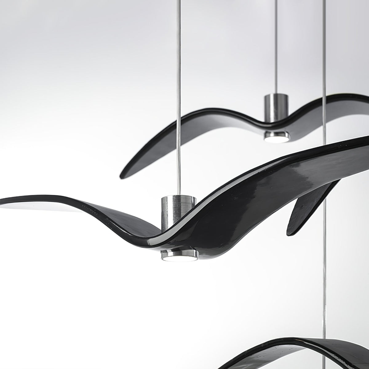 Sculptural Bird Ceiling Fixture with Adjustable Height LED Hardwired Suspension for Kitchen Islands Dining Tables Living Spaces in White or