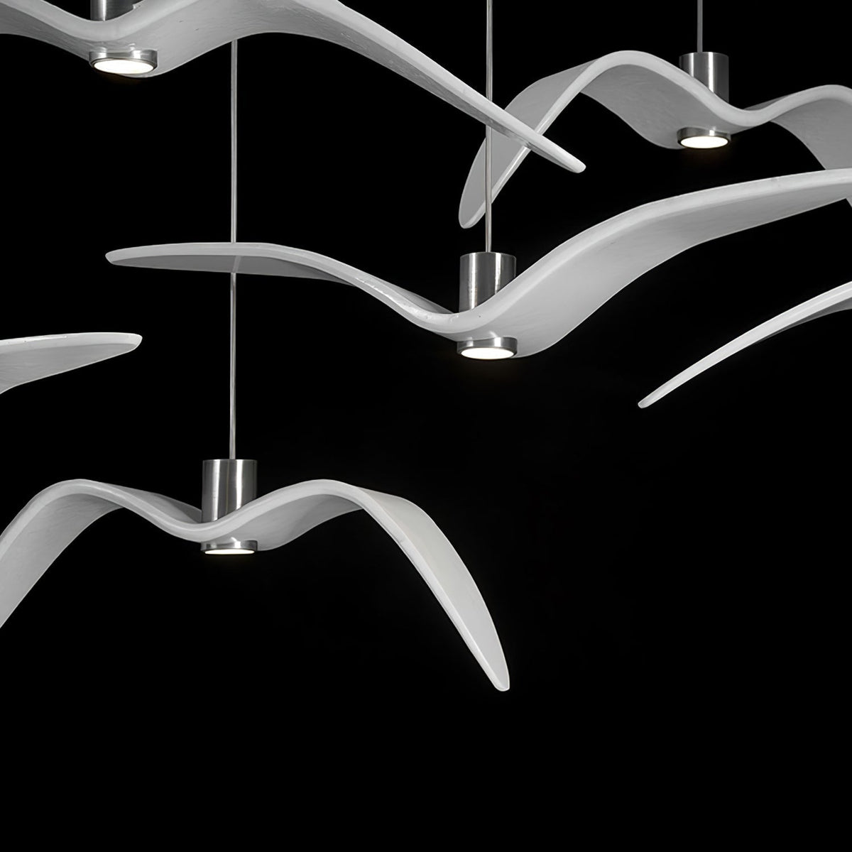 Sculptural Bird Ceiling Fixture with Adjustable Height LED Hardwired Suspension for Kitchen Islands Dining Tables Living Spaces in White or
